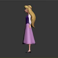 Beautiful Princess Game Movie Character With Long Blonde Hair And Purple Pink Dress
