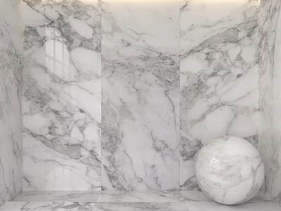 White Marble Wall Panel And Smooth Sphere Decorative Components With Natural Texture 3d model