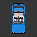 Blue Vintage Convertible Car Featuring Red Seats Black Top And Shiny Wheels