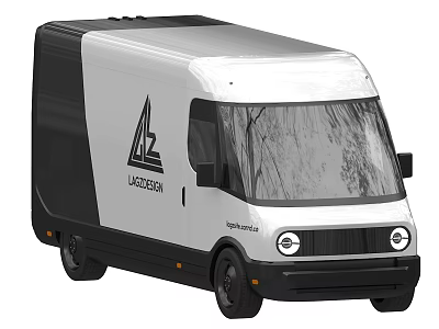 LAGEN Brand Delivery Van With White Black Exterior And lagen.se Logo 3d model