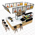 Modern Milk Tea Shop Interior With Display Counter Bar Stools And Drink Screens