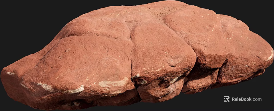 Natural Red Textured Stone And Wood Elements For Rustic Decorative Projects 3d model 