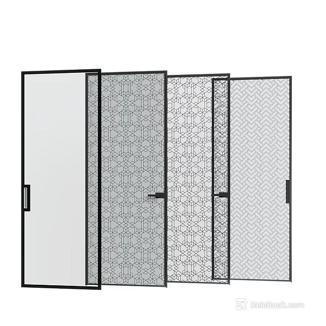 Stylish Interior Doors With Various Patterned Textures And Decorative Glass Designs 3d model