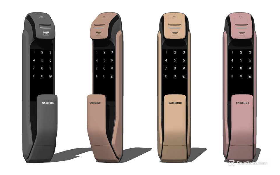Smart Door Locks In Multiple Colors With Modern Design And Digital Keypad 3d model 