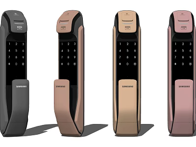 Smart Door Locks In Multiple Colors With Modern Design And Digital Keypad 3d model