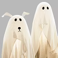 White Ghost Shaped Cloth Halloween Decorative Art Installation With Various Sizes And Simple Facial Features