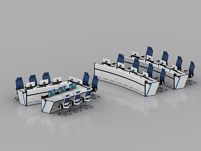 Modern Control Room Interior Design With Multiple Consoles And Ergonomic Chairs 3d model