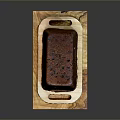 Moist Fruit Cake With Glazed Surface On Wooden Tray And Dried Fruits Decoration