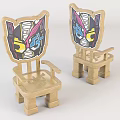 Cute Wooden Children's Chairs With Colorful Cartoon Character Back Designs
