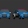 Blue Toy Police Cars With Red Lights And POLICIA AIDUOA Logos