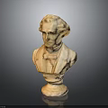 Elegant Classical Marble Bust Sculpture With Pedestal On Dark Background