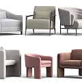 Modern Single Sofa Designs in Various Colors and Comfortable Fabric Styles 3d model