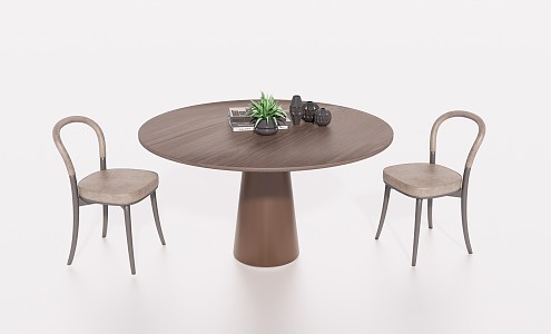 Modern Dining Table and Chair Combination Round Casual Dining Table and Chair 3d model