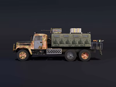 Camouflage Military Truck With Cargo Bed And Multi Wheel Transport Design 3d model