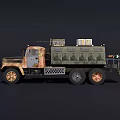 Camouflage Military Truck With Cargo Bed And Multi Wheel Transport Design