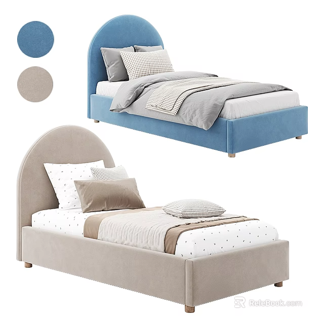 Modern Baby Beds In Different Colors With Cushions 3d model 