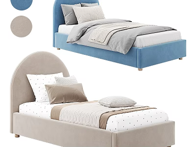 Modern Baby Beds In Different Colors With Cushions 3d model