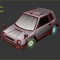 Silver Small Car With Roof Rack Red Trim And Cartoon Style Design