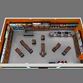 Modern Supermarket Interior With Shelves Refrigerators Lighting And Grocery Products