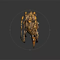 Fantasy Spider Like Creature With Golden Brown Armored Exoskeleton And Multiple Spiked Legs