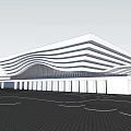 Modern Architectural Design With Wavy Roof Multi Layered Structure And Circular Plaza Ground