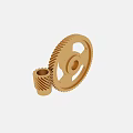 Golden Metal Gears With Large And Small Toothed Wheels And Central Holes