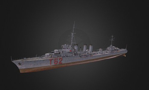 modern warship destroyer weapon ship 3d model