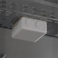 Industrial Equipment White Square Enclosure Mounted on Metal Bracket with Holes