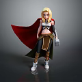 Animated Female Mythical Character With Blonde Hair Red Cape Hammer And Armor