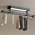 Ceiling Mounted Electric Clothes Drying Rack With LED Light And Hanging Garments 3d model