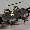 Modern Italian Dining Table and Chair 3d model