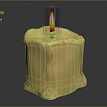Burning Yellow Candle With Dripping Wax And Bright Flame On Dark Background