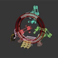 3D Model of Circular Metallic Structure With Mechanical Arms And Steps