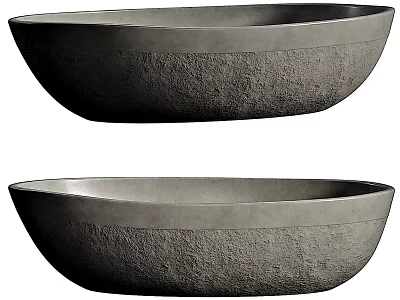 Two Oval Bathtubs With Stone Like Texture 3d model