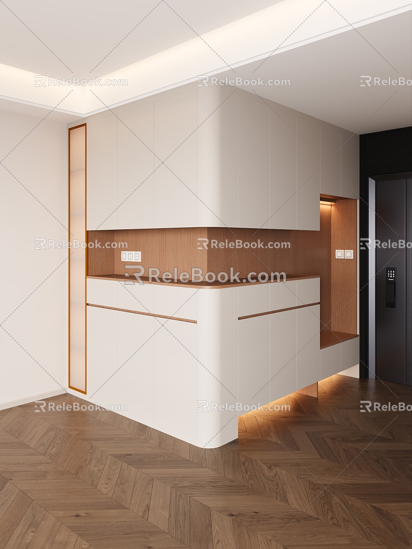 Arc Shape Sideboard Shoe Cabinet 3d model