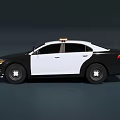 Black And White Police Car With Blue Red Lights On Top And Sedan Design