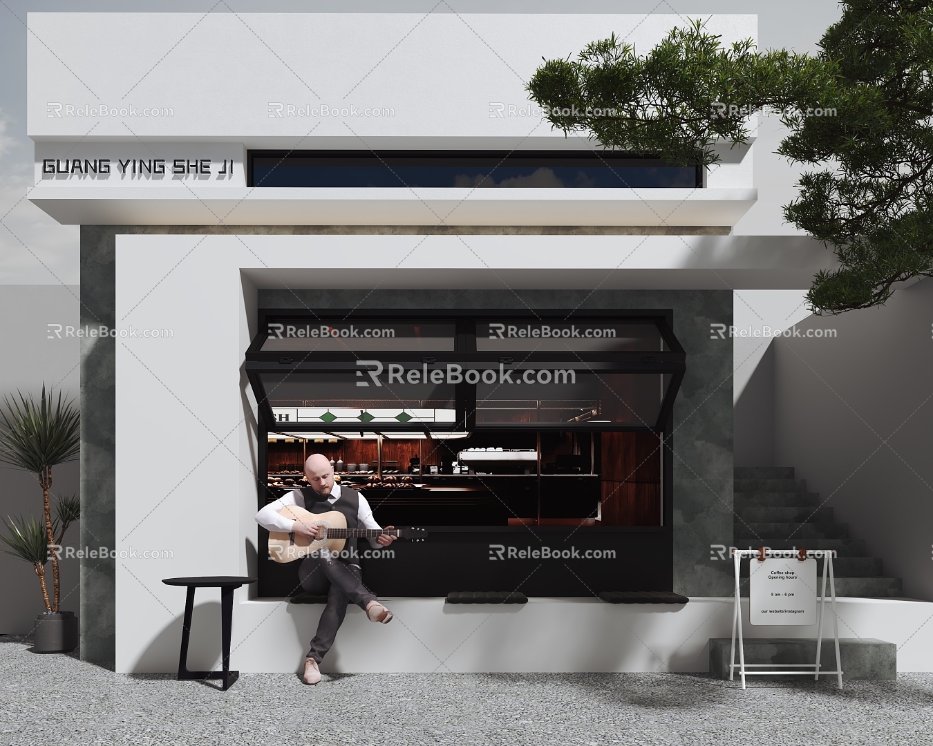 Modern Door Head Door Facade Coffee Shop Door Head Milk Tea Shop Door Head 3d model