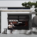 Modern Door Head Door Facade Coffee Shop Door Head Milk Tea Shop Door Head 3d model