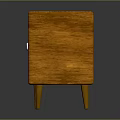 Vintage Wooden TV Stand With Cabinet Doors Open Shelves And Tapered Legs