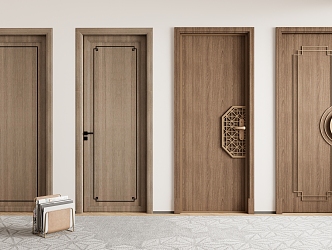 New Chinese Style Swing Door Single Door Bedroom Door 3d model