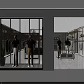 Modern Clothing Store Interior Featuring Golden Metal Racks Mannequins Central X666X Pillar White Tiled Floor