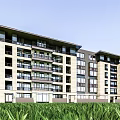 Multi-storey residence in modern residential area 3d model