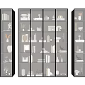 Modern Display Cabinet With Glass Doors Multi Layer Shelves Built in Lighting And Decorative Items