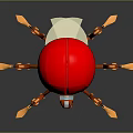 Game Movie Character Red Mechanical Spider With Golden Legs And Blue Accents On Round Body