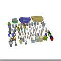 Trash Bins In Various Colors Different Styles And Multiple Sizes For Waste Management 3d model