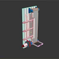 Industrial Metal Equipment Featuring Multi Layer Structure Blue Red Components And Rolling Wheels