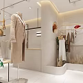 Modern Clothing Store Interior With Mannequins Clothes On Racks Plants Bright Lighting And White Flooring