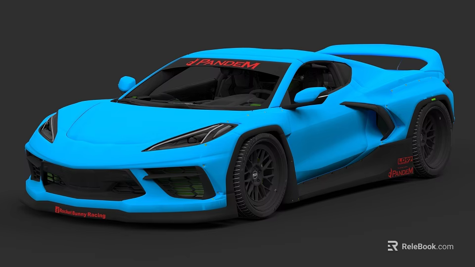 Blue JINACOM Sports Car With Sleek Exterior And Black Performance Wheels 3d model 
