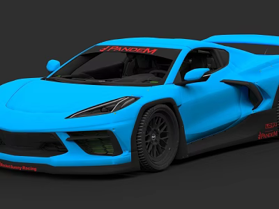 Blue JINACOM Sports Car With Sleek Exterior And Black Performance Wheels 3d model