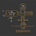 Wooden Sports Training Equipment With Catapult Structure Stones And Red Component